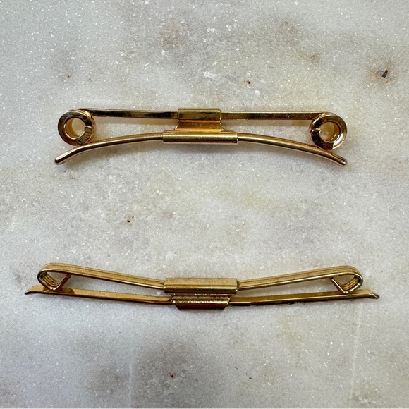 Lot Of 2 Vintage Gold-Tone Tie Clips – Hickok and Mid-Century Design - Picture 5 of 7